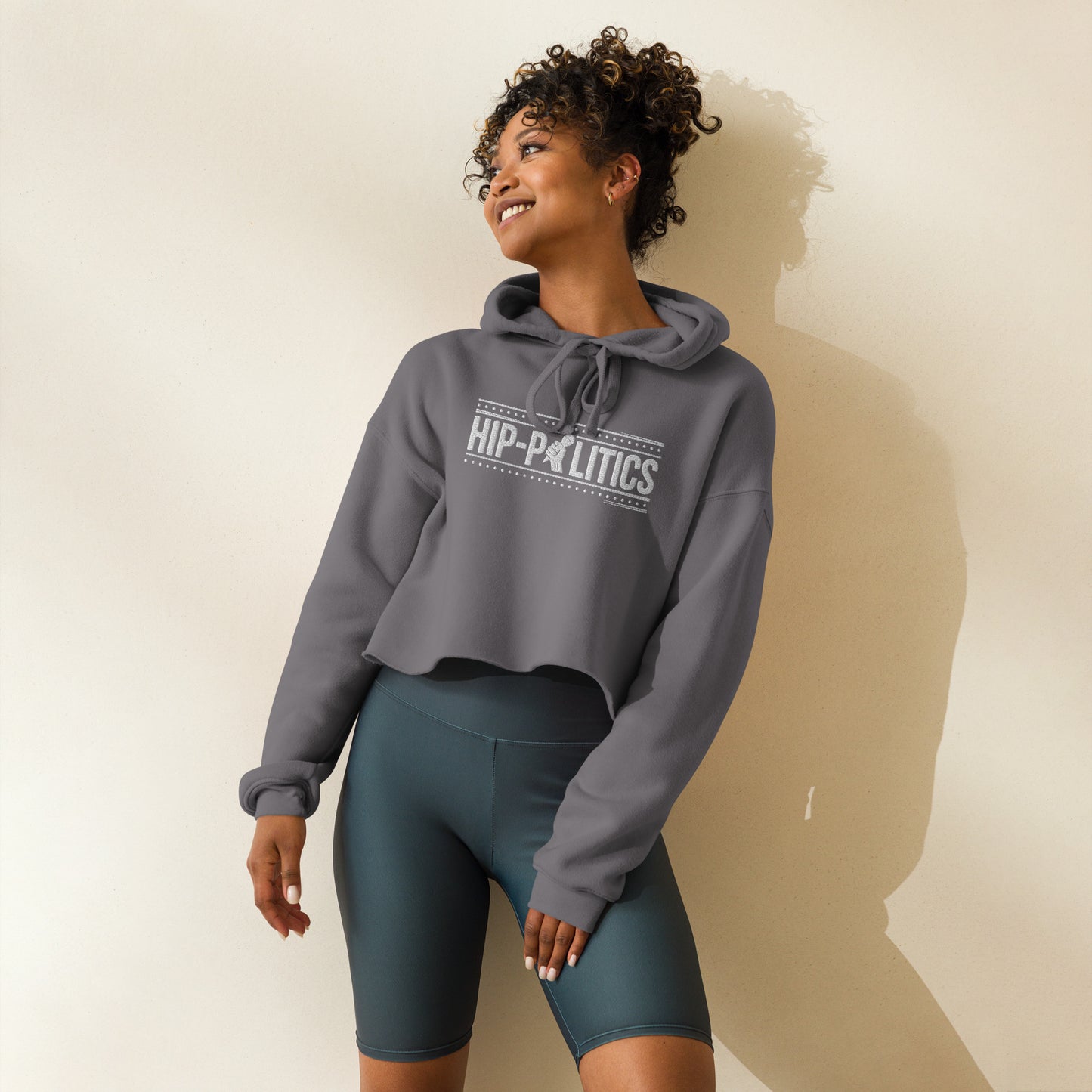 Women's Comfy Crop Hip-Politics Logo Hoodie