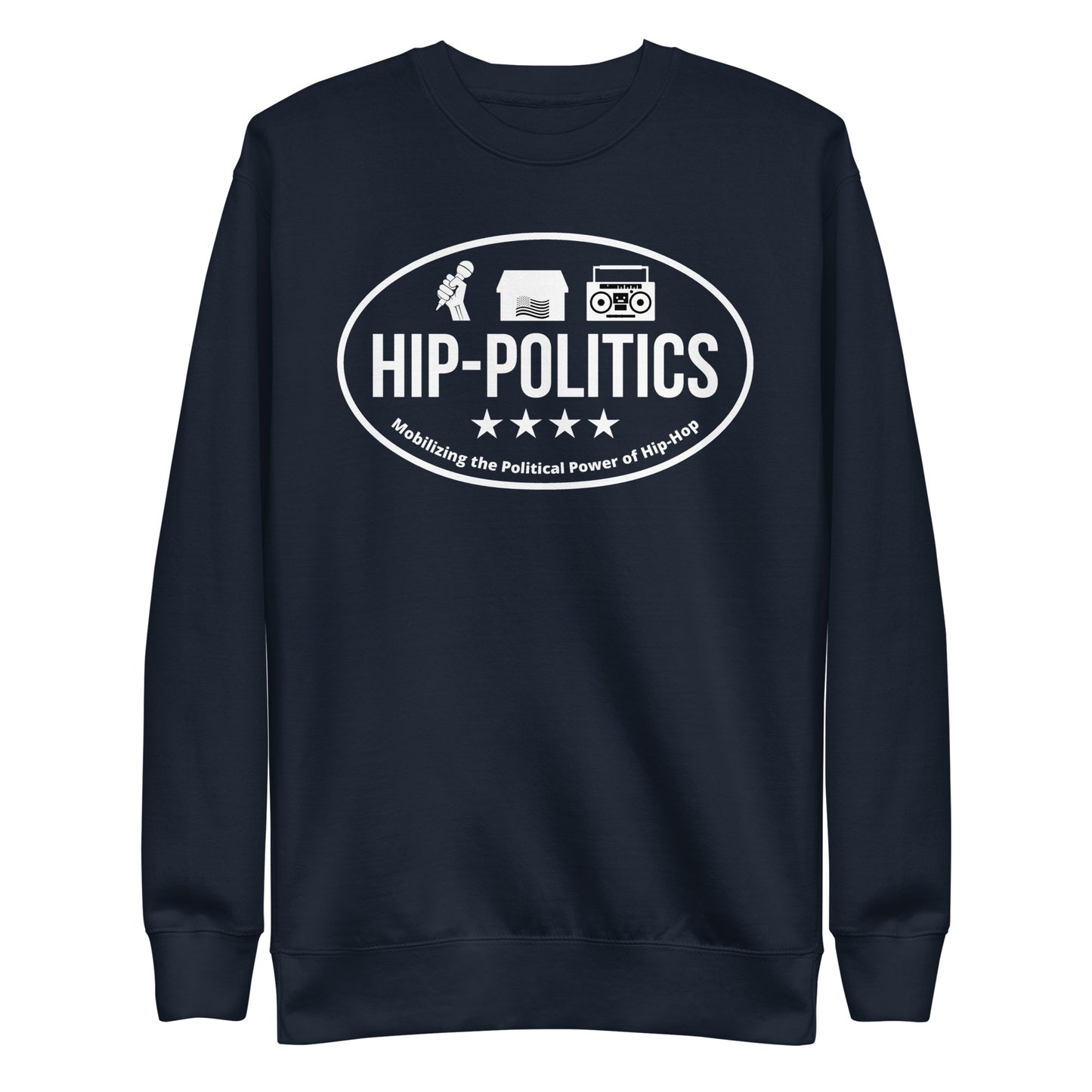 Premium Crewneck 'Mobilizing Hip Hop Political Power' Silhouette Logo Ultrasoft sweatshirt